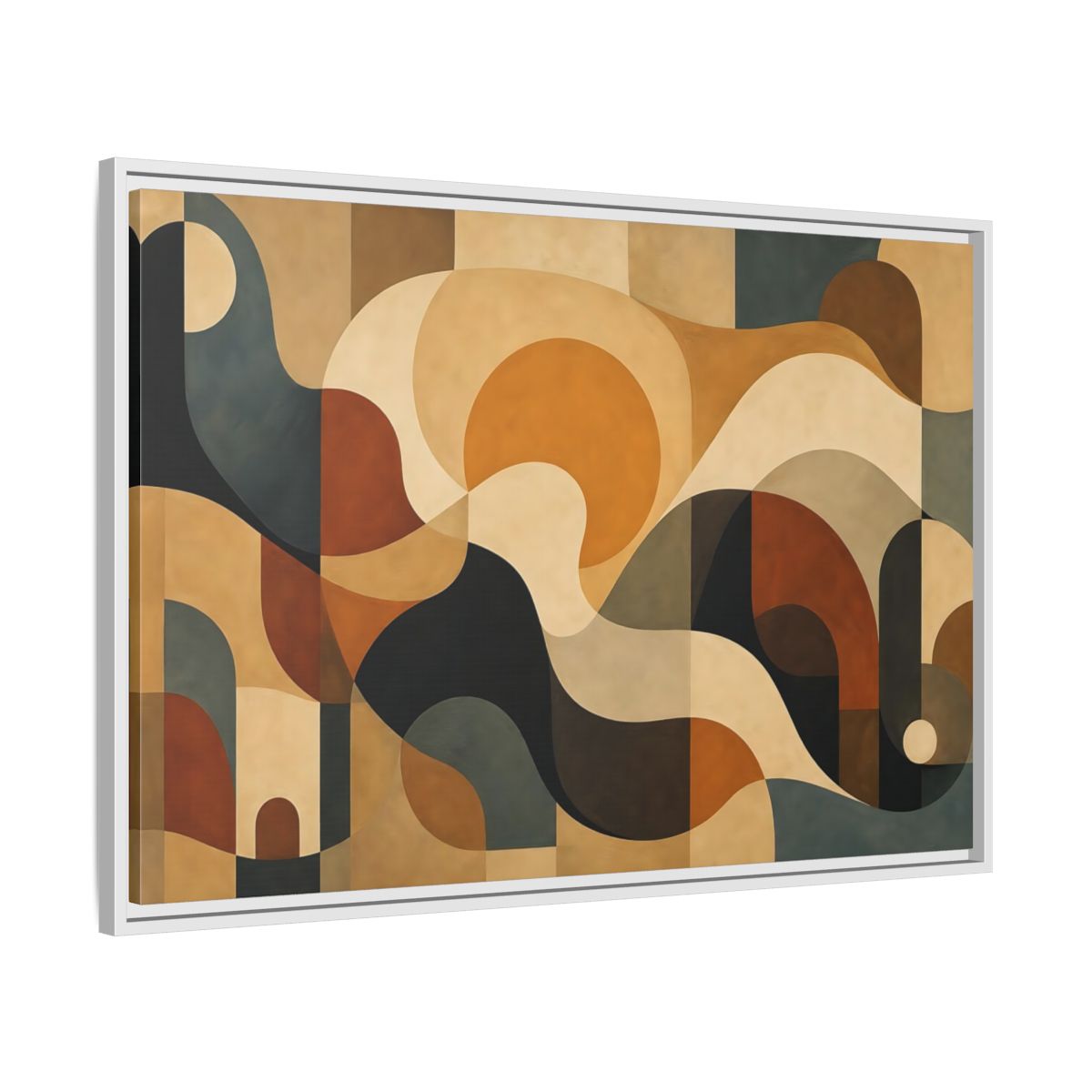 Side Mockup 9. Abstract Abstract Shapes Abstract Warm Tones shown as stretched canvas wall art
