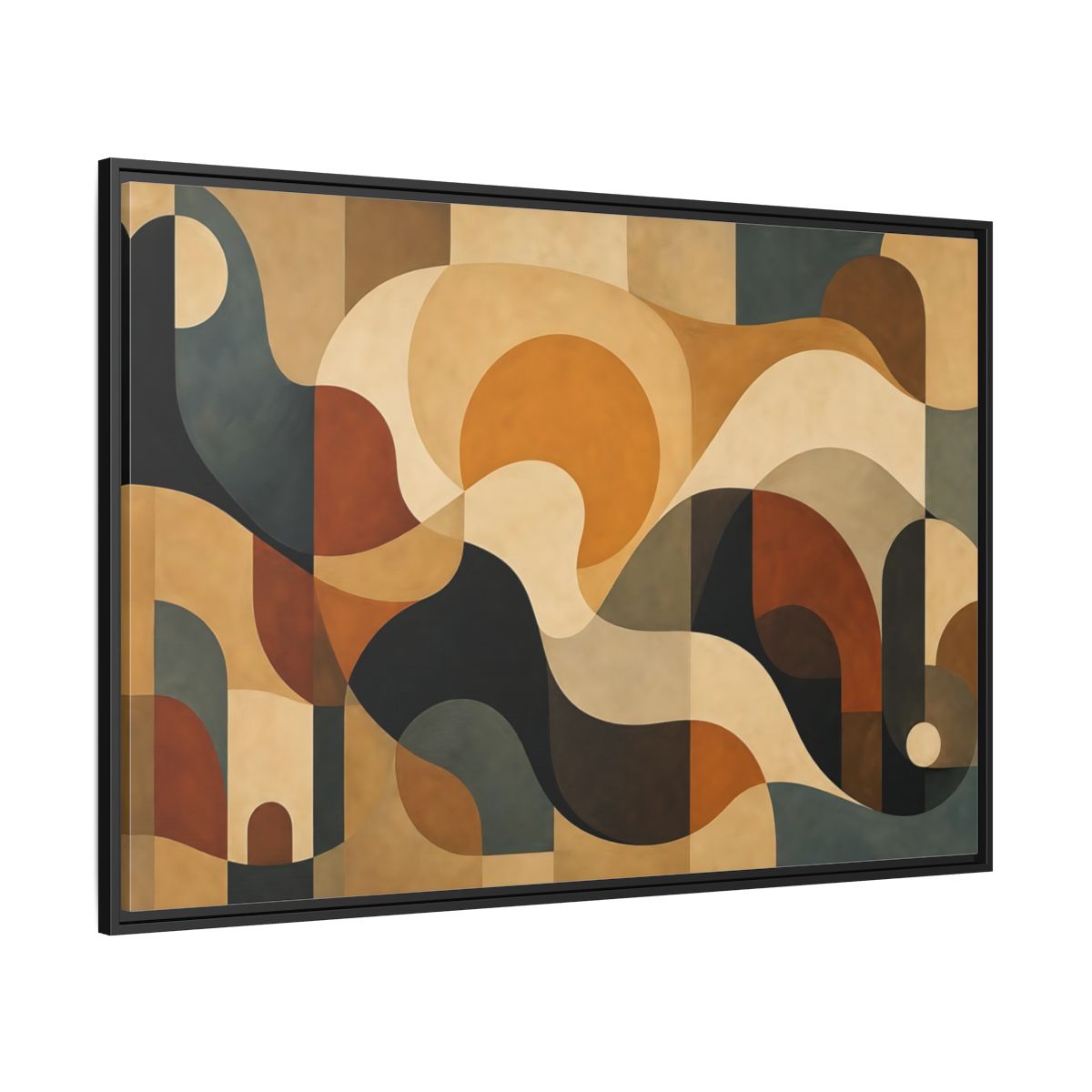 Side Mockup 12. Abstract Abstract Shapes Abstract Warm Tones shown as stretched canvas wall art