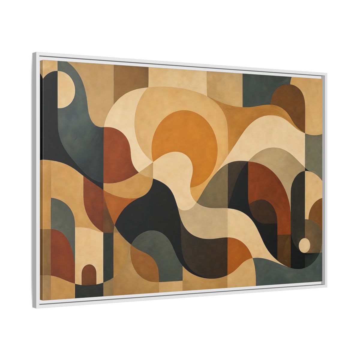 Side Mockup 7. Abstract Abstract Shapes Abstract Warm Tones shown as stretched canvas wall art