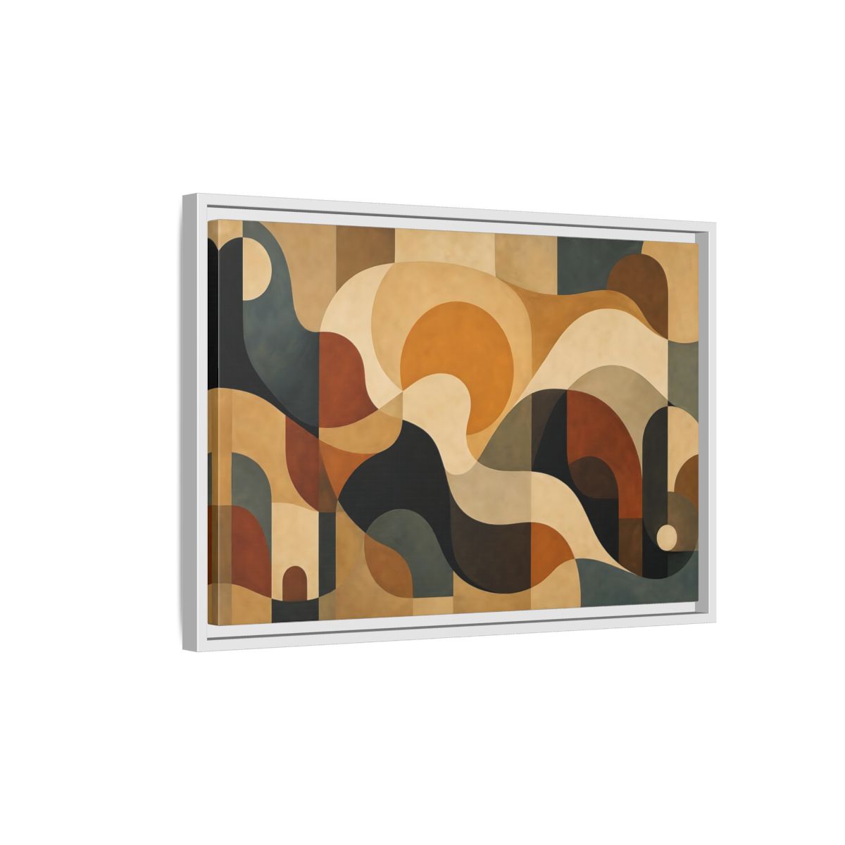 Side Mockup 1. Abstract Abstract Shapes Abstract Warm Tones shown as stretched canvas wall art