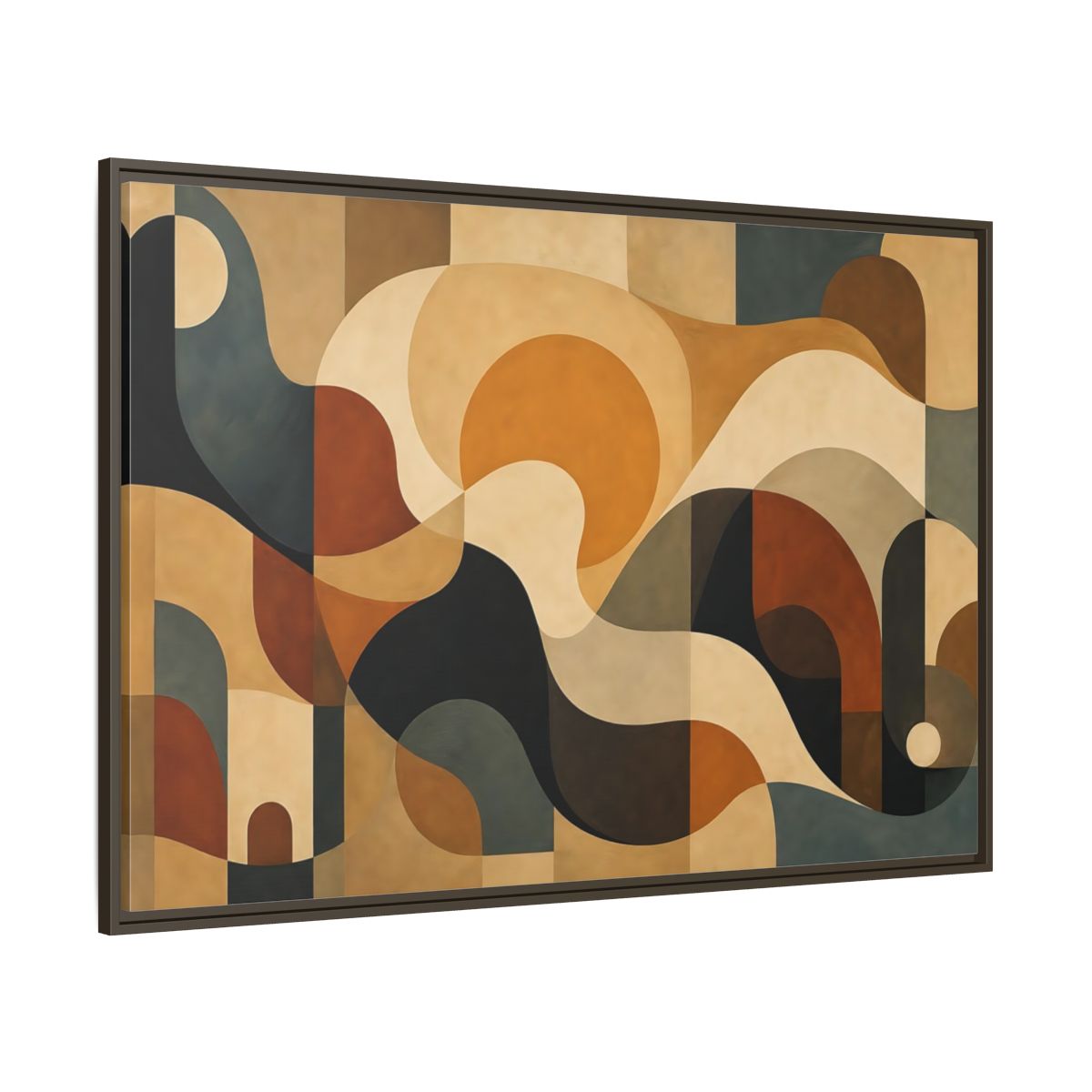 Side Mockup 8. Abstract Abstract Shapes Abstract Warm Tones shown as stretched canvas wall art