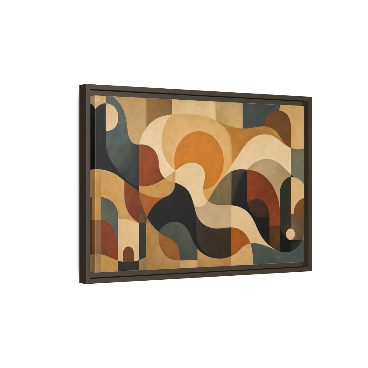 Side Mockup 2. Abstract Abstract Shapes Abstract Warm Tones shown as stretched canvas wall art