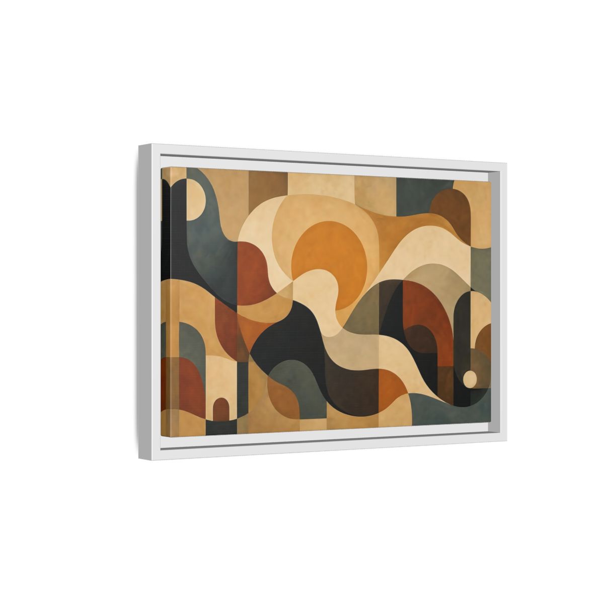 Side Mockup 4. Abstract Abstract Shapes Abstract Warm Tones shown as stretched canvas wall art