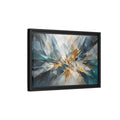Side Mockup 6. Abstract Shattered Glass Blue Gold Abstract shown as stretched canvas wall art