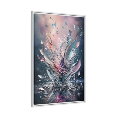 Side Mockup 9. Abstract Shattering Glass Colorful Glass shown as stretched canvas wall art