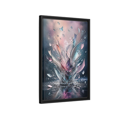 Side Mockup 3. Abstract Shattering Glass Colorful Glass shown as stretched canvas wall art