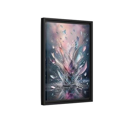 Side Mockup 6. Abstract Shattering Glass Colorful Glass shown as stretched canvas wall art