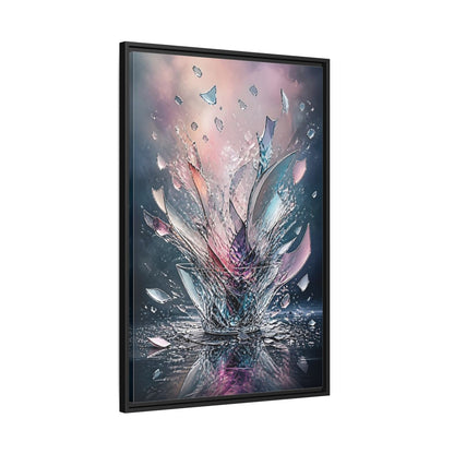Side Mockup 13. Abstract Shattering Glass Colorful Glass shown as stretched canvas wall art