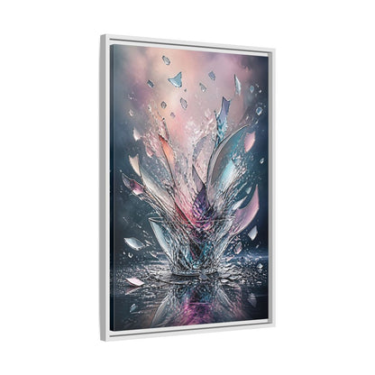Side Mockup 10. Abstract Shattering Glass Colorful Glass shown as stretched canvas wall art