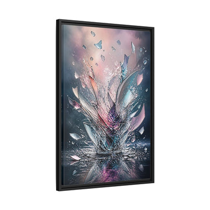 Side Mockup 14. Abstract Shattering Glass Colorful Glass shown as stretched canvas wall art