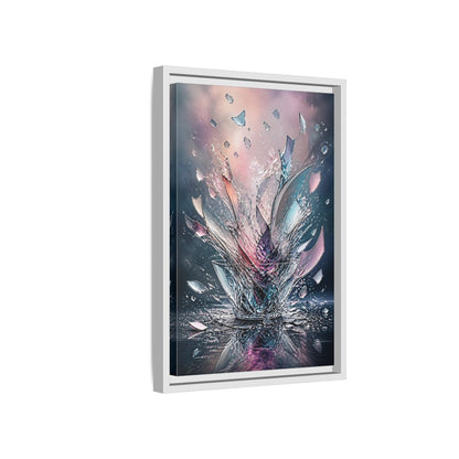 Side Mockup 4. Abstract Shattering Glass Colorful Glass shown as stretched canvas wall art