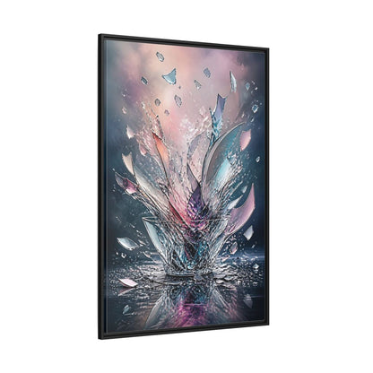 Side Mockup 12. Abstract Shattering Glass Colorful Glass shown as stretched canvas wall art