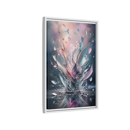Side Mockup 1. Abstract Shattering Glass Colorful Glass shown as stretched canvas wall art