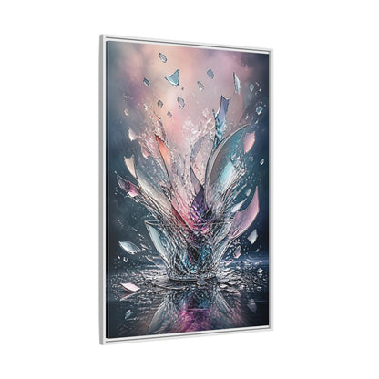 Side Mockup 7. Abstract Shattering Glass Colorful Glass shown as stretched canvas wall art