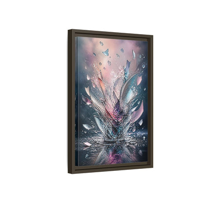 Side Mockup 5. Abstract Shattering Glass Colorful Glass shown as stretched canvas wall art