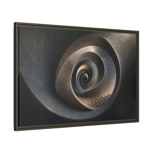 Main Mockup. Abstract Spiral Staircase Dark Spiral Staircase shown as stretched canvas wall art