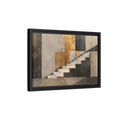 Side Mockup 6. Abstract Stairs Brown And Gold Abstract shown as stretched canvas wall art
