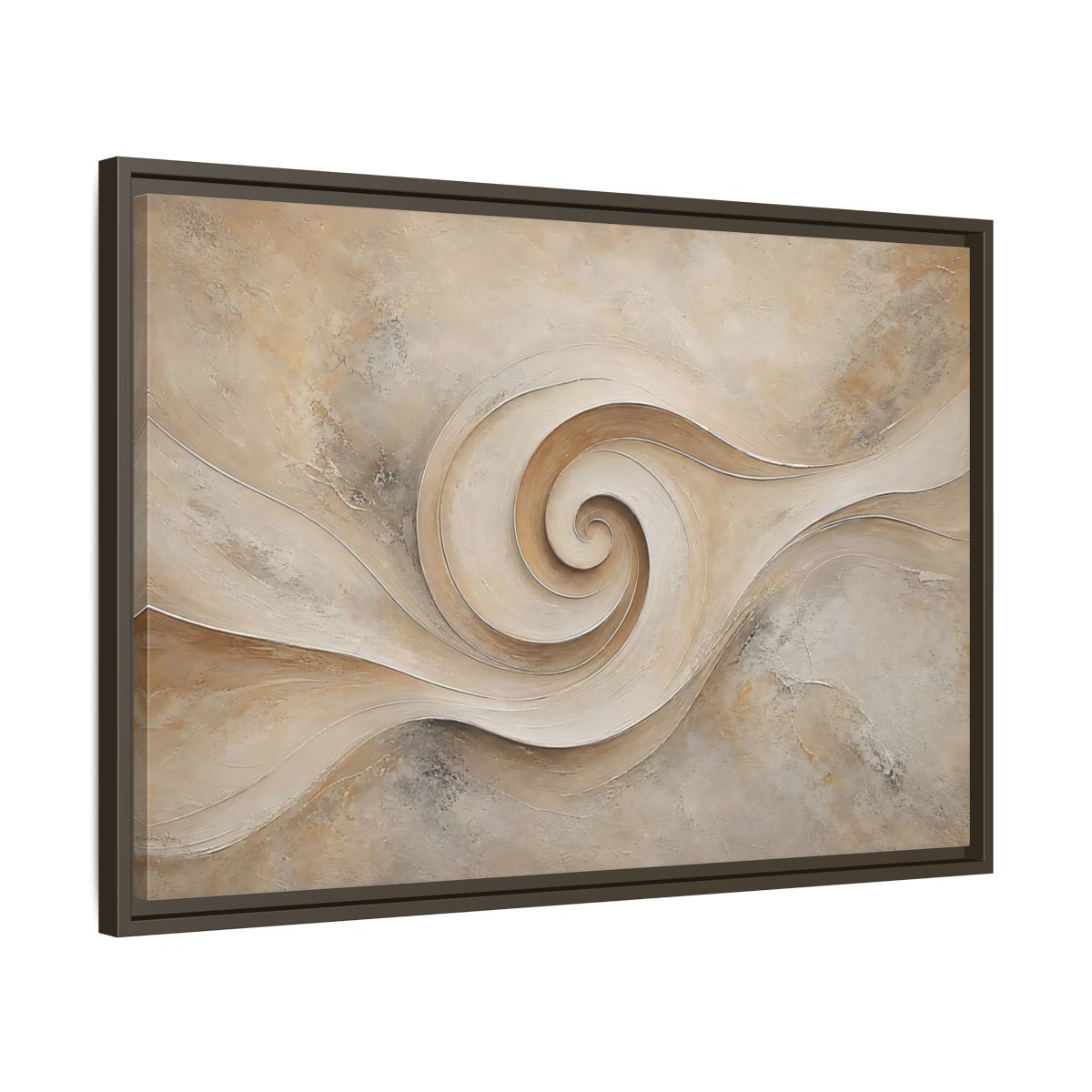 Side Mockup 11. Abstract Abstract Swirl Beige Swirl shown as stretched canvas wall art