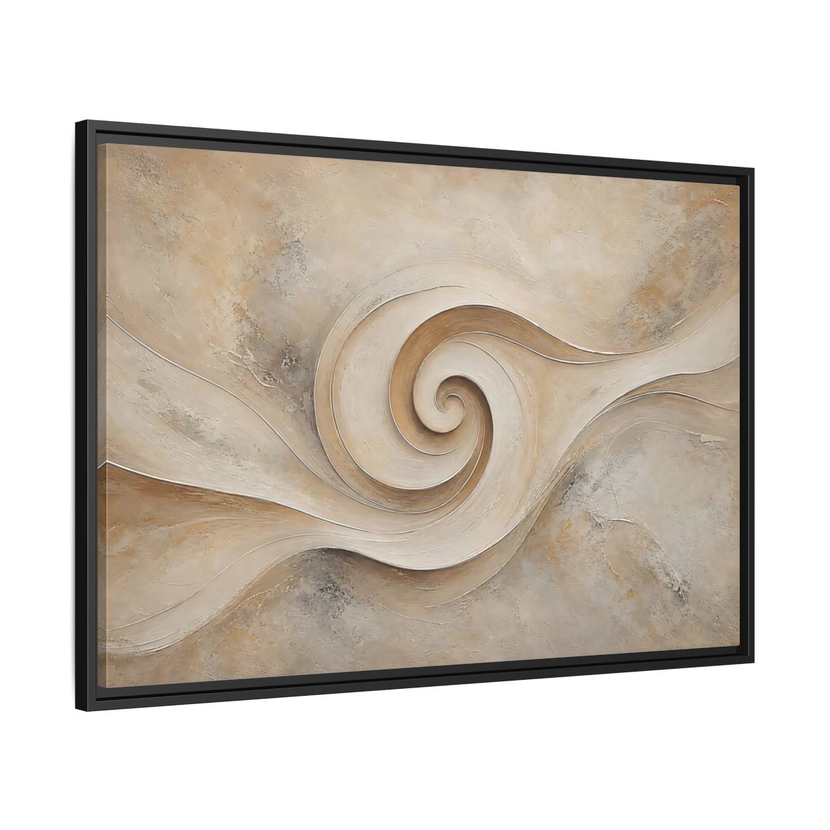 Side Mockup 13. Abstract Abstract Swirl Beige Swirl shown as stretched canvas wall art