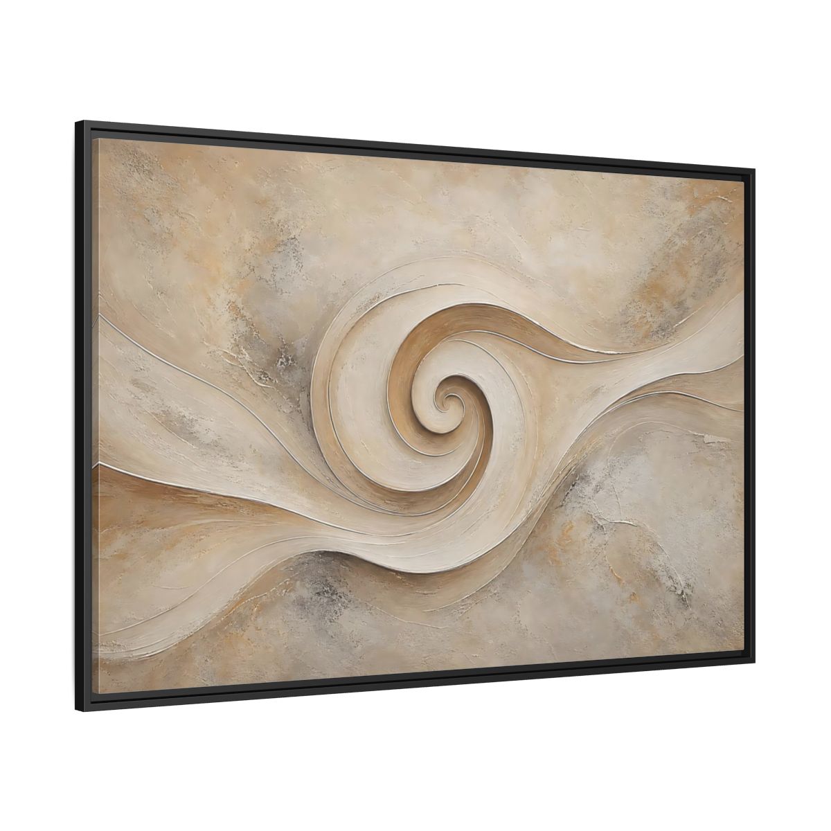 Side Mockup 12. Abstract Abstract Swirl Beige Swirl shown as stretched canvas wall art