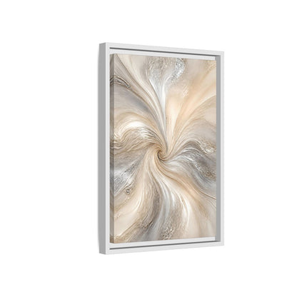 Side Mockup 4. Abstract Abstract Swirl Cream Gray Abstract shown as stretched canvas wall art