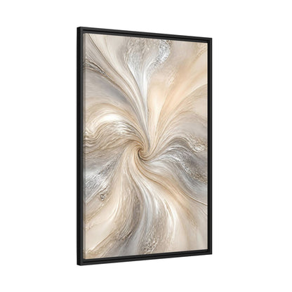 Side Mockup 13. Abstract Abstract Swirl Cream Gray Abstract shown as stretched canvas wall art