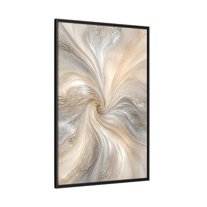 Side Mockup 12. Abstract Abstract Swirl Cream Gray Abstract shown as stretched canvas wall art