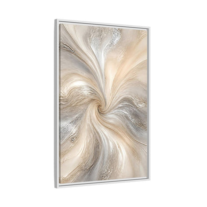 Side Mockup 9. Abstract Abstract Swirl Cream Gray Abstract shown as stretched canvas wall art