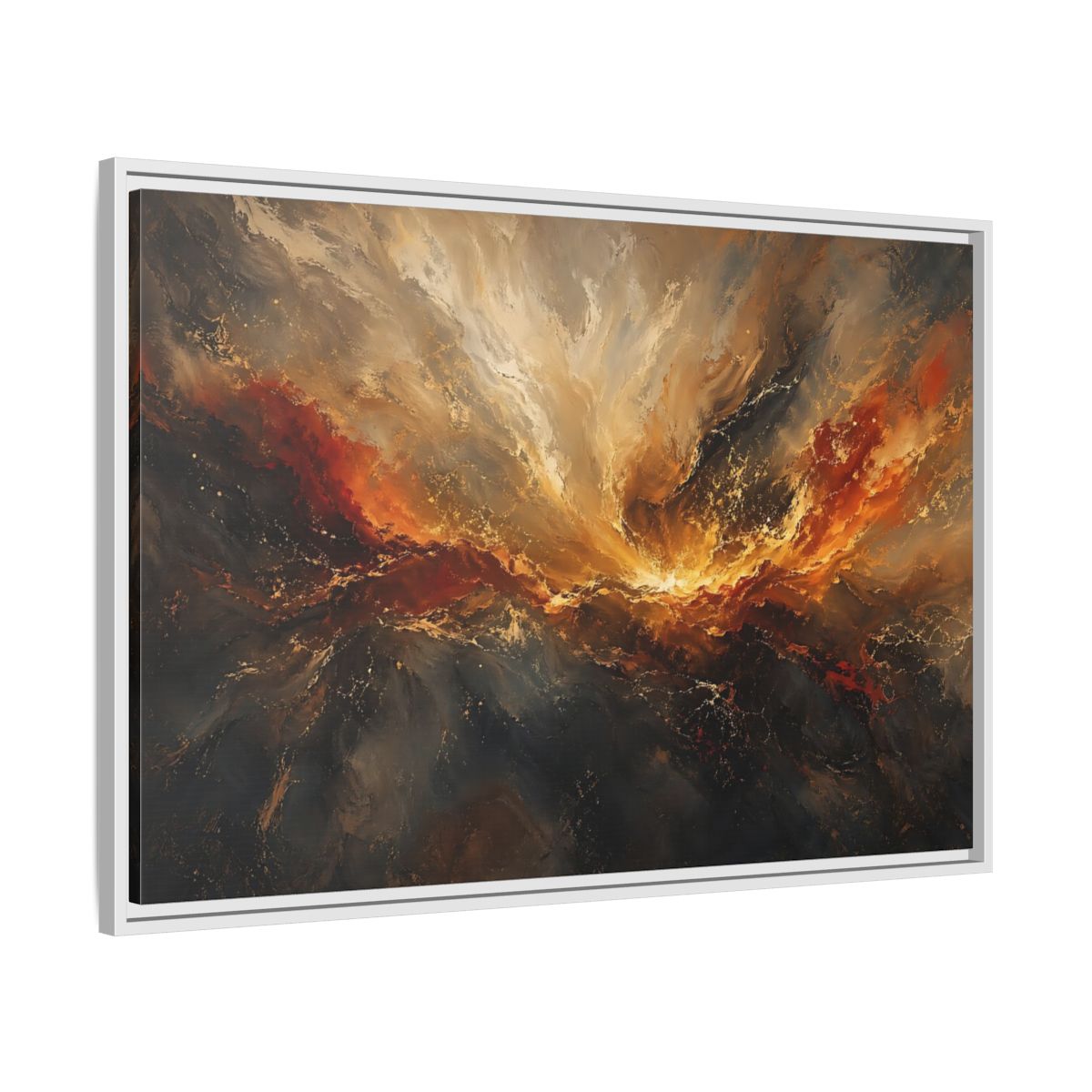 Side Mockup 9. Abstract Abstract Swirl Gold And Black Swirl shown as stretched canvas wall art