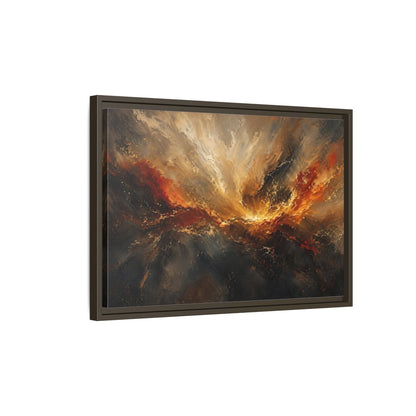 Side Mockup 2. Abstract Abstract Swirl Gold And Black Swirl shown as stretched canvas wall art