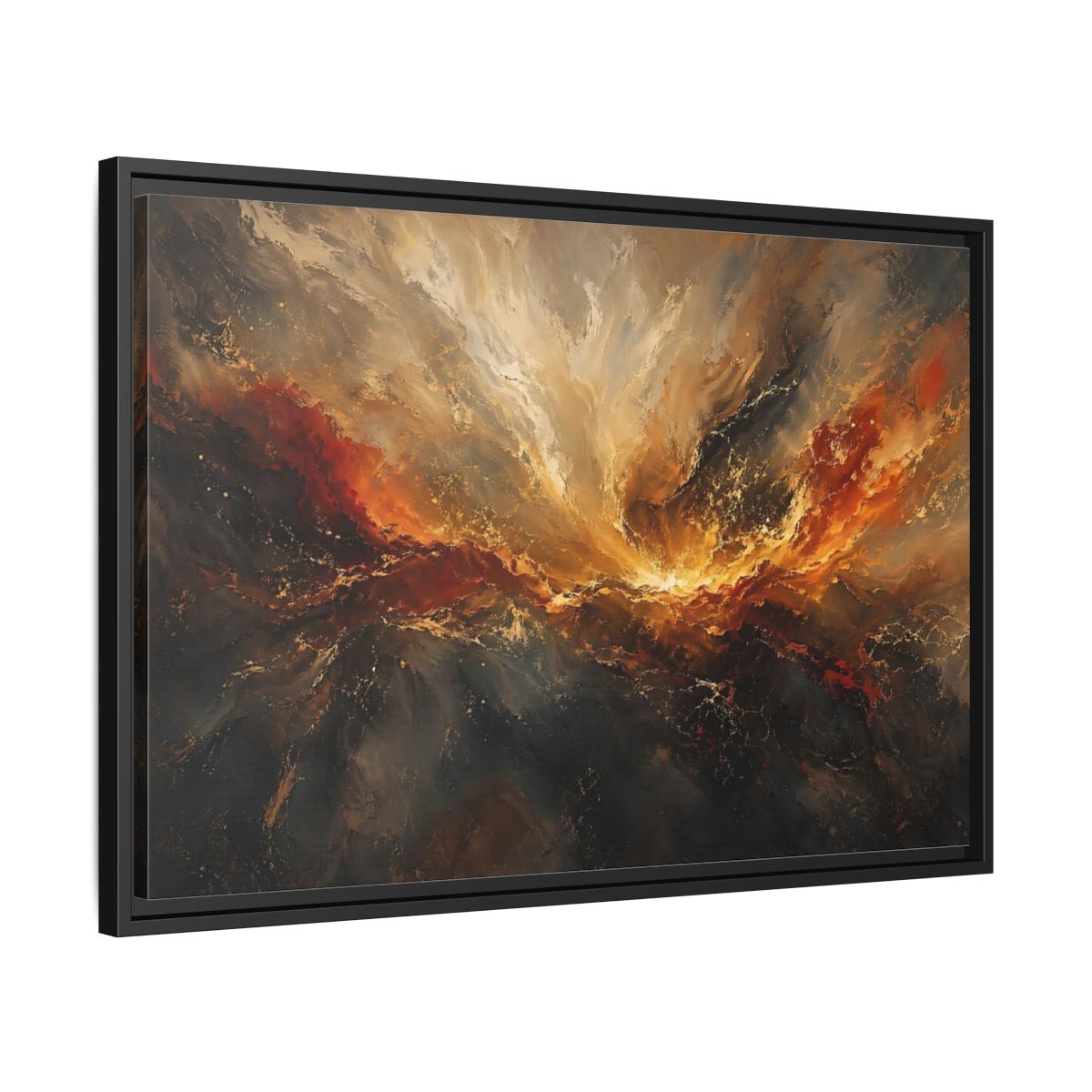 Side Mockup 14. Abstract Abstract Swirl Gold And Black Swirl shown as stretched canvas wall art