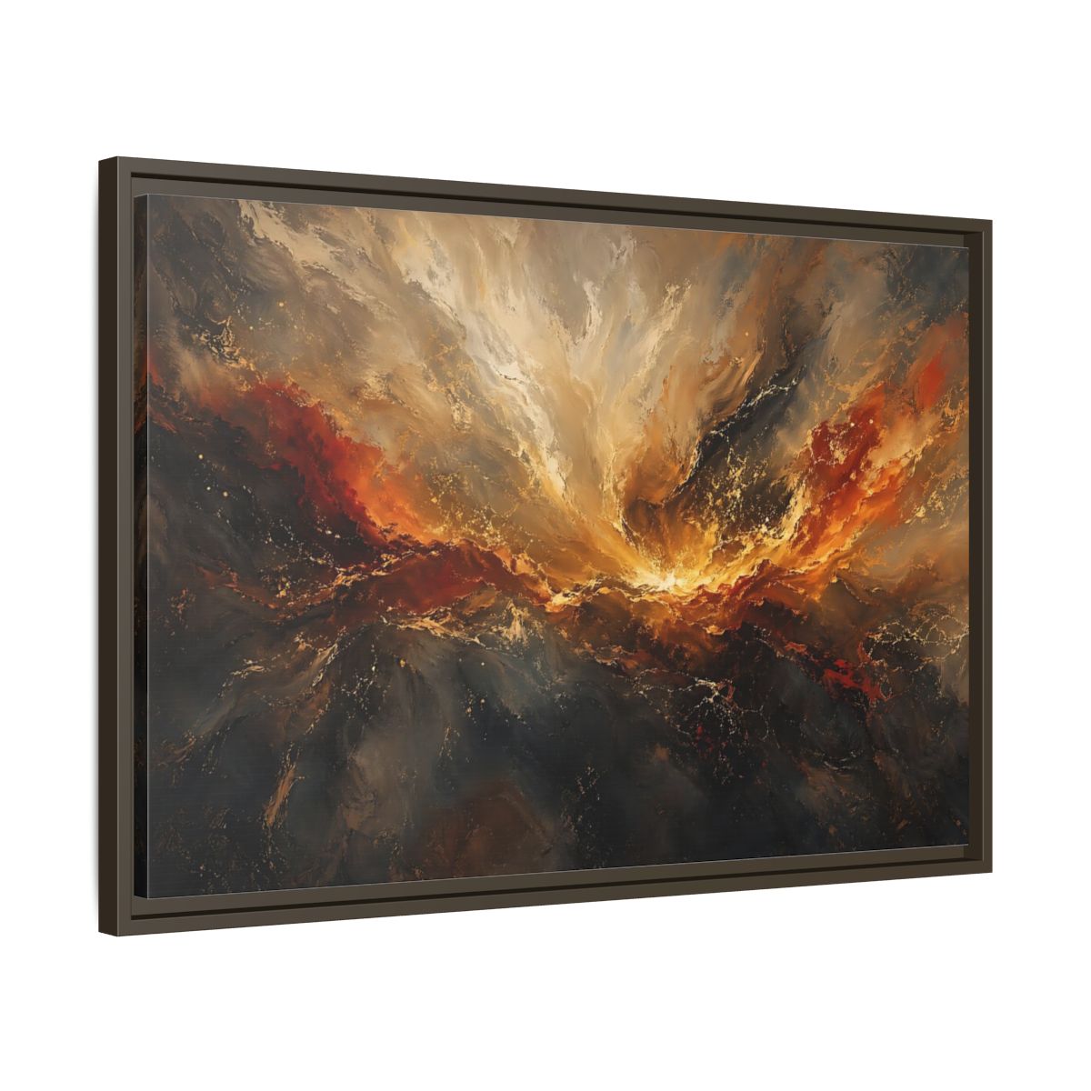 Side Mockup 11. Abstract Abstract Swirl Gold And Black Swirl shown as stretched canvas wall art