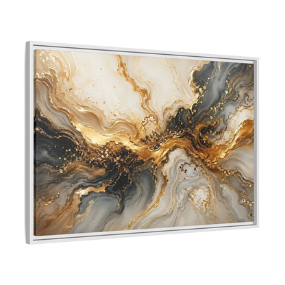 Side Mockup 9. Abstract Abstract Swirl Gold And Black shown as stretched canvas wall art