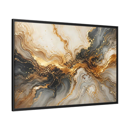 Side Mockup 12. Abstract Abstract Swirl Gold And Black shown as stretched canvas wall art
