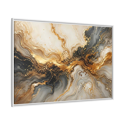 Side Mockup 7. Abstract Abstract Swirl Gold And Black shown as stretched canvas wall art