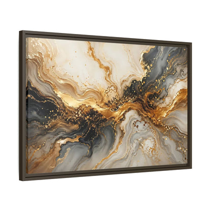 Side Mockup 11. Abstract Abstract Swirl Gold And Black shown as stretched canvas wall art