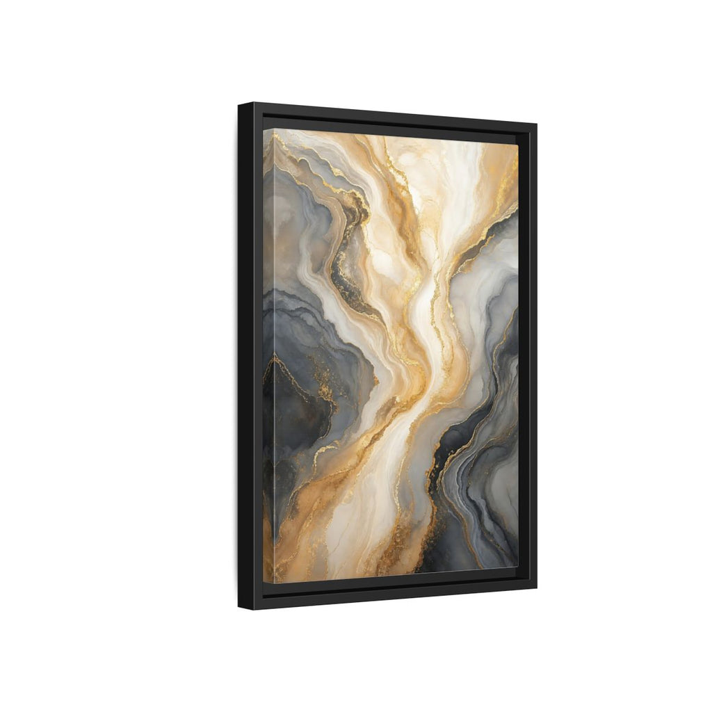 Side Mockup 6. Abstract Abstract Swirl Gray Gold Marble shown as stretched canvas wall art