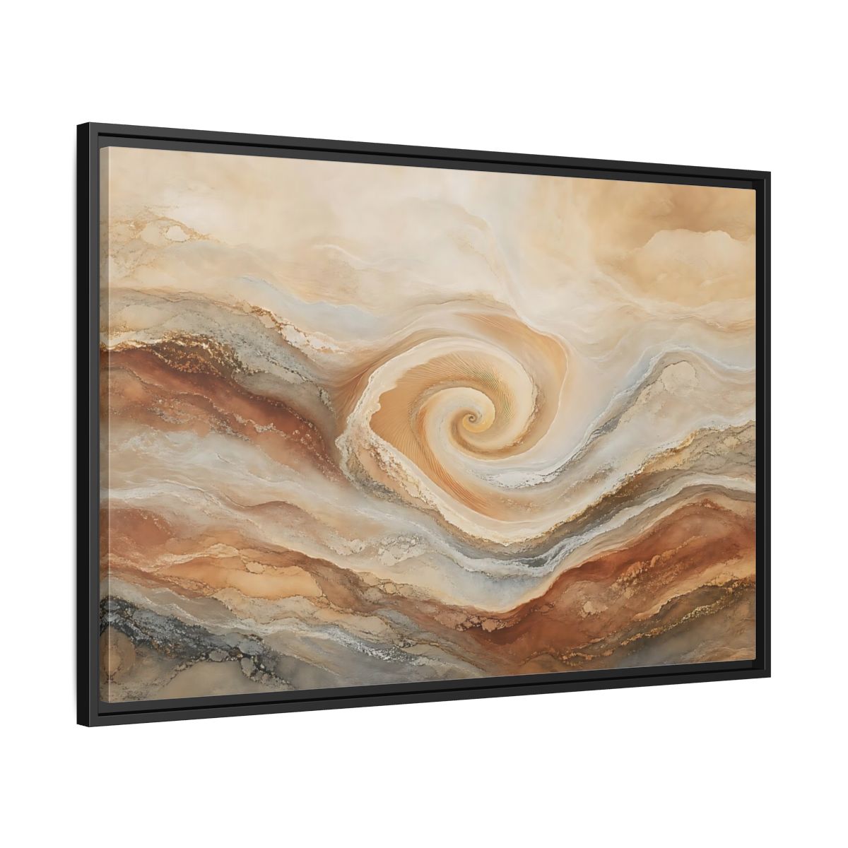 Side Mockup 13. Abstract Swirl Pattern Warm Swirl Abstract shown as stretched canvas wall art