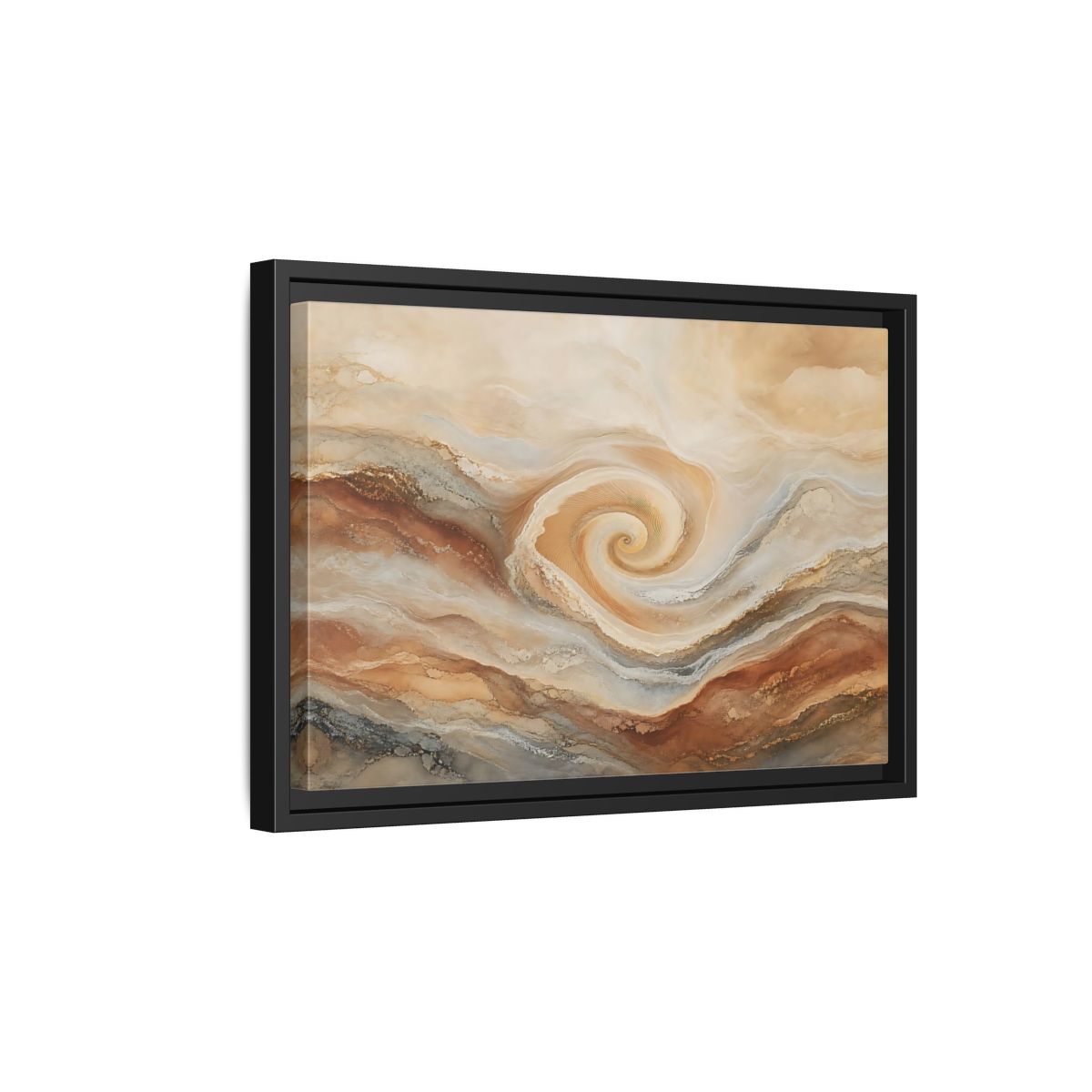 Side Mockup 6. Abstract Swirl Pattern Warm Swirl Abstract shown as stretched canvas wall art