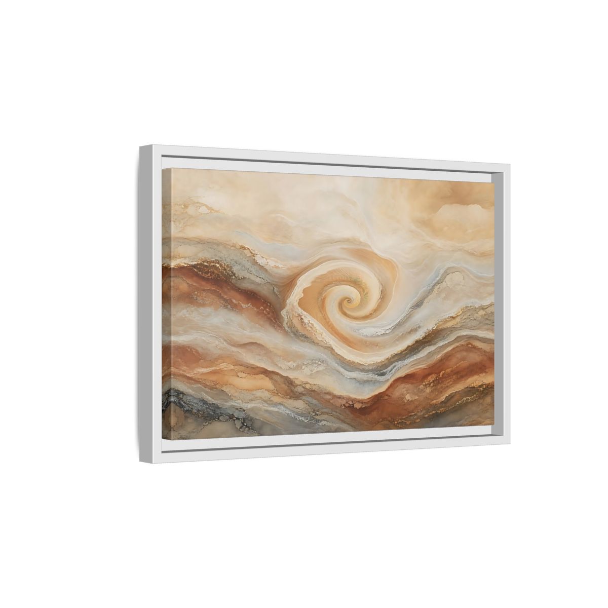 Side Mockup 4. Abstract Swirl Pattern Warm Swirl Abstract shown as stretched canvas wall art