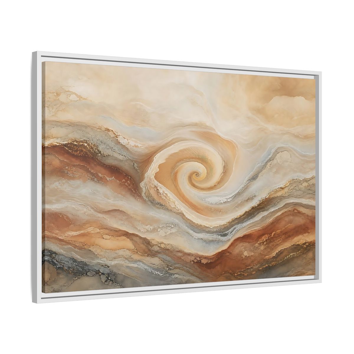 Side Mockup 9. Abstract Swirl Pattern Warm Swirl Abstract shown as stretched canvas wall art