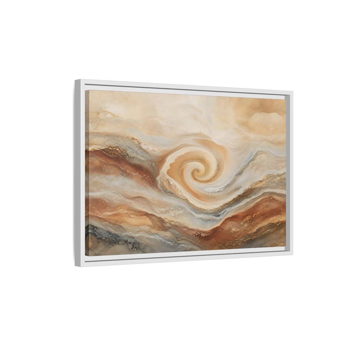 Side Mockup 1. Abstract Swirl Pattern Warm Swirl Abstract shown as stretched canvas wall art