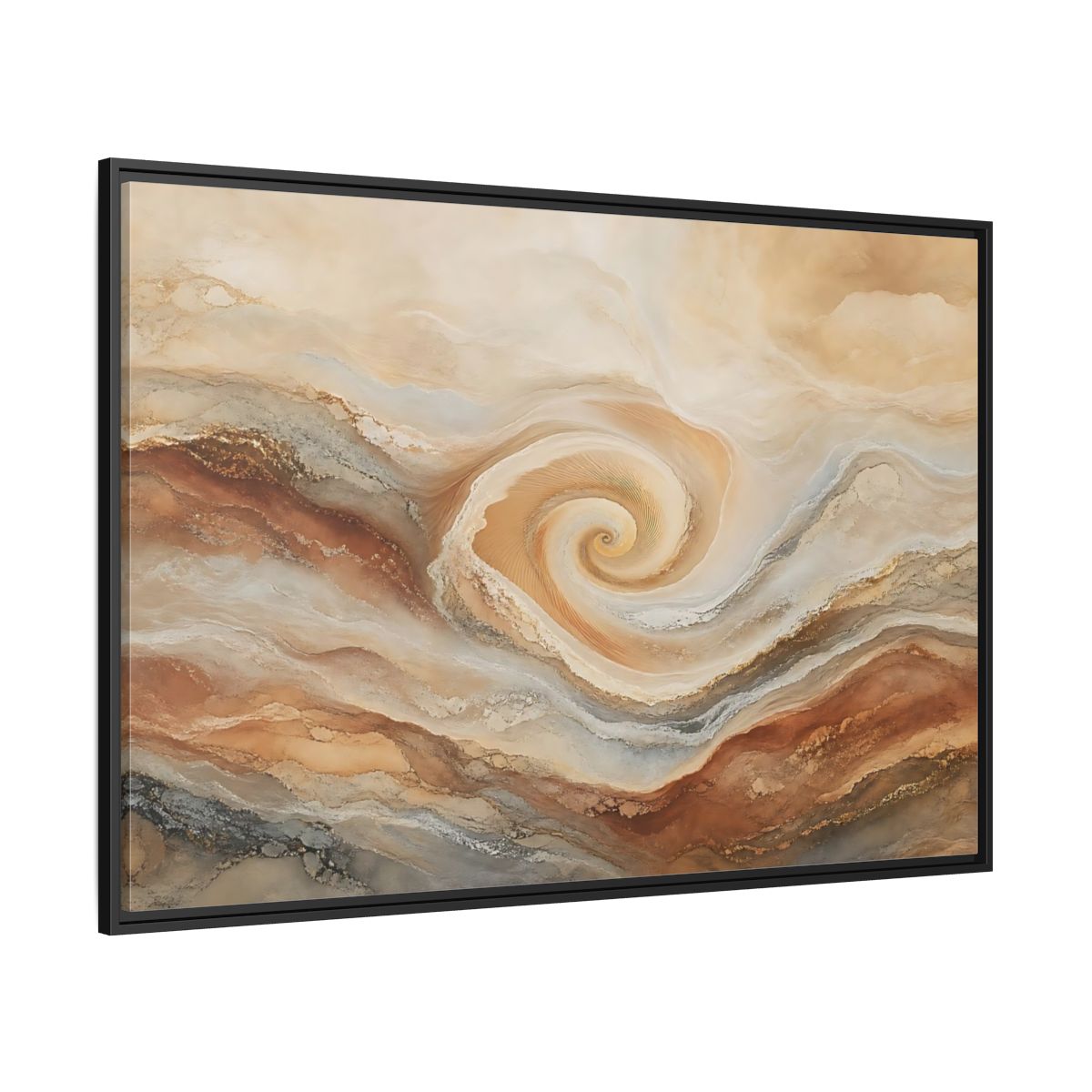 Side Mockup 12. Abstract Swirl Pattern Warm Swirl Abstract shown as stretched canvas wall art