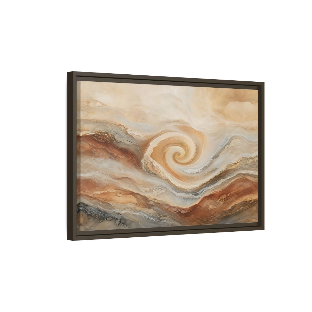 Side Mockup 2. Abstract Swirl Pattern Warm Swirl Abstract shown as stretched canvas wall art