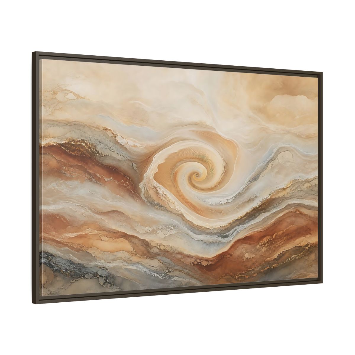Side Mockup 8. Abstract Swirl Pattern Warm Swirl Abstract shown as stretched canvas wall art