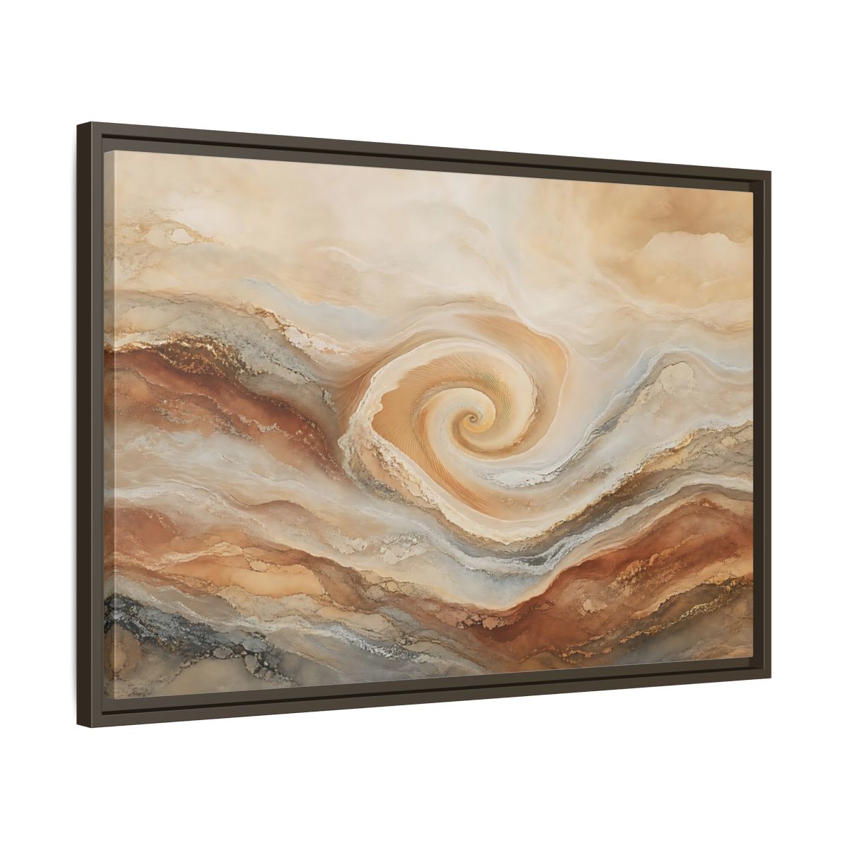 Side Mockup 11. Abstract Swirl Pattern Warm Swirl Abstract shown as stretched canvas wall art
