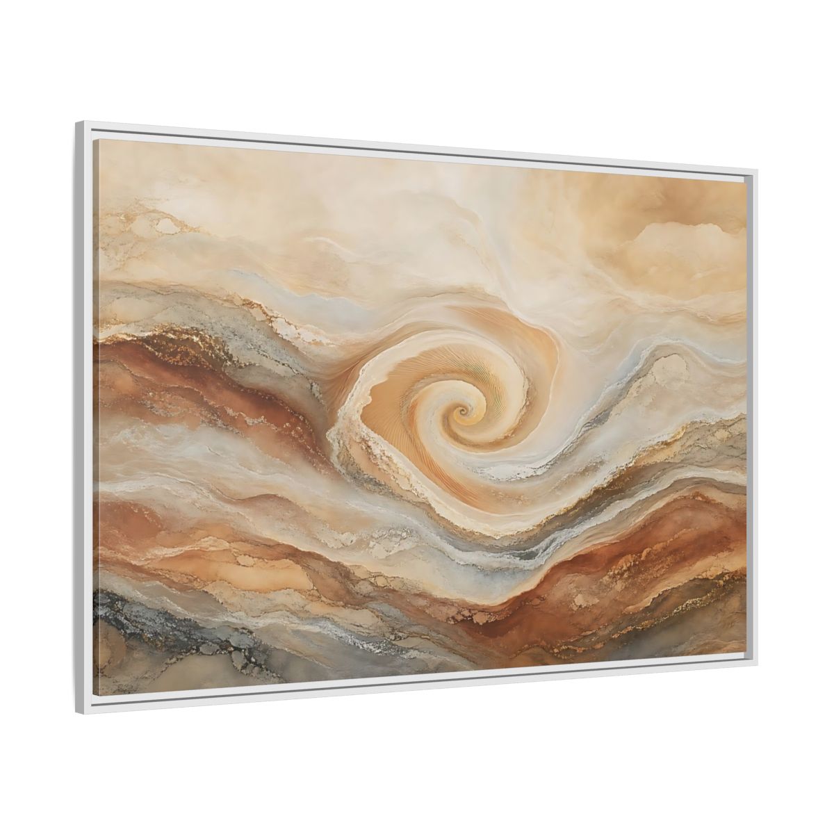 Side Mockup 7. Abstract Swirl Pattern Warm Swirl Abstract shown as stretched canvas wall art