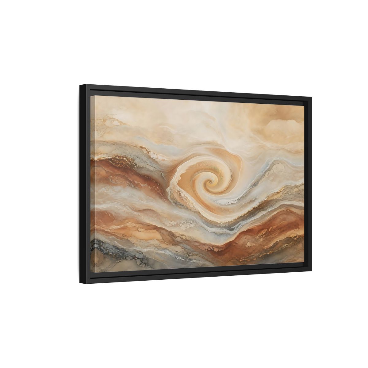 Side Mockup 3. Abstract Swirl Pattern Warm Swirl Abstract shown as stretched canvas wall art