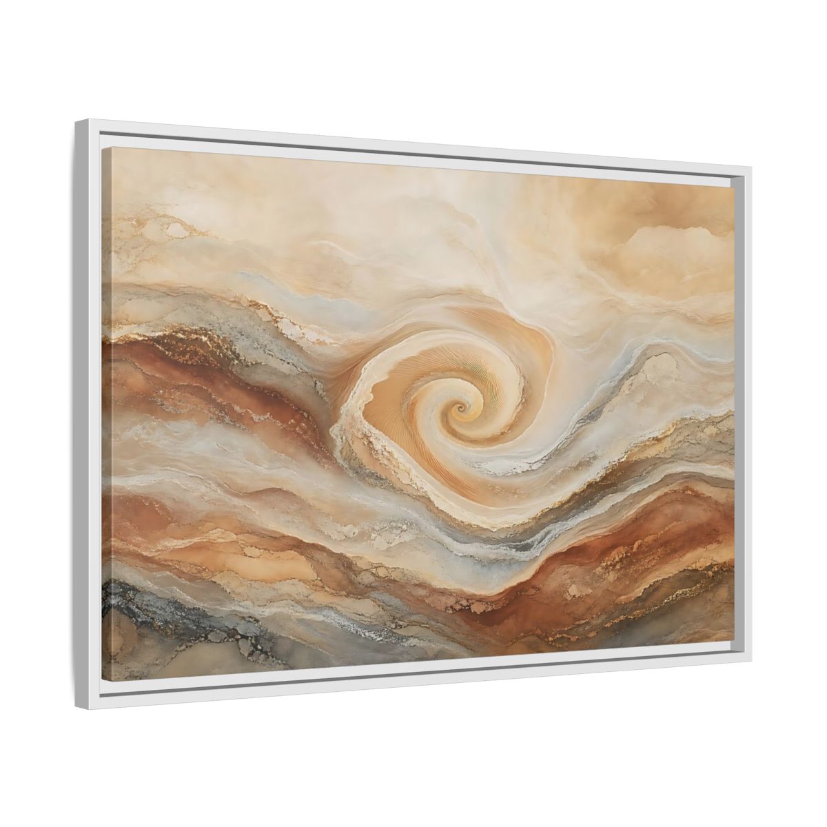 Side Mockup 10. Abstract Swirl Pattern Warm Swirl Abstract shown as stretched canvas wall art