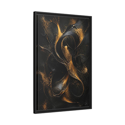 Side Mockup 14. Abstract Abstract Swirls Black And Gold Abstract shown as stretched canvas wall art